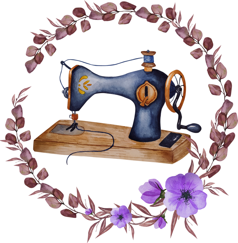 Watercolor Sewing Machine with Flowers